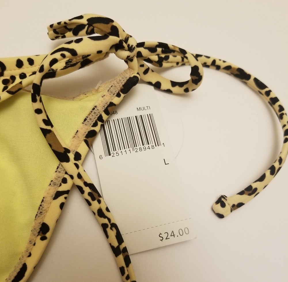 Hot Water Leopard Print String Bikini Bottom Large - Picture 3 of 6